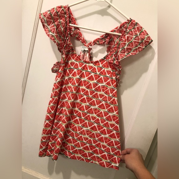 Crown & Ivy Watermelon Print Ruffle Top - Picture 8 of 8